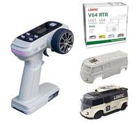 NBJIALIN Mini auto RC LDARC in scala 1:64-2,4 GHz Ideale per auto sportive da corsa, modello di auto telecomandata con luci RGB. Dotata di carrozzeria intercambiabile fai da te. (Bianco grigiastro)