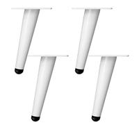 NBKJDSXL 4 piedini per mobili, inclinati, in acciaio inox, con base in gomma antiscivolo, fai da te, per mobile TV, letto, divano, mobiletto del bagno, bianco, inclinato (45 cm)