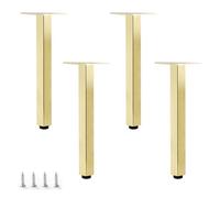 NBKJDSXL Gambe regolabili per tavoli, set da 4, finitura in lega di alluminio spazzolato oro, antiruggine per mobili fai da te e porta TV (Gold,40cm)