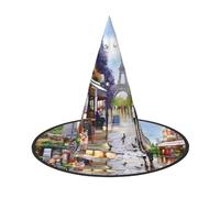 NBMghn 2 pezzi cappello di Halloween streghe Decor - Parigi Street Scene Torre Eiffel stampa partito strega costume cosplay gioco di ruolo festival carnevale fascia