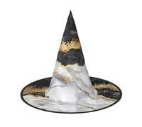 NBMghn 2 pz cappello di Halloween streghe Decor - nero bianco lamina d'oro stampa marmo partito strega costume cosplay, giochi di ruolo festival carnevale fascia