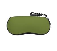 NBMghn Custodia per occhiali - Custodia protettiva morbida con cerniera per occhiali da sole con stampa di frutta rossa, graziosa borsa portatile per occhiali da sole, Verde scuro tinta unita 2