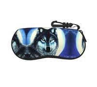 NBMghn Custodia per occhiali - Custodia protettiva morbida con cerniera per occhiali da sole con stampa di orchidee fiorite, graziosa borsa portatile per occhiali da sole, Lupo sotto la luna, Taglia