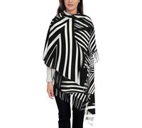 NBMghn Elegante sciarpa con nappe con stampa di orchidee in fiore per autunno e inverno, scialle leggero e alla moda con frange da donna, Linee Geometriche Bianche E Nere, Taglia unica
