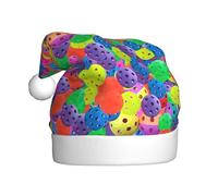 NBMghn Pickleball Balls Colores Pattern Print Cappello di Natale per Adulti - Cappello di Babbo Natale unisex, Natale Capodanno Babbo Natale Bomboniere Cappelli, Copricapo per le vacanze