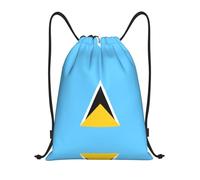 NBMghn Sacca leggera con chiusura a cordoncino, con stampa bandiera di Santa Lucia, con cinghie regolabili, ideale per sport, yoga, viaggi, Nero , S