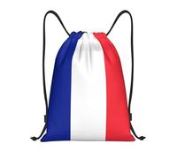 NBMghn Sacca leggera con chiusura a cordoncino, con stampa bandiera francese, con cinghie regolabili, ideale per sport, yoga, viaggi, Nero , S