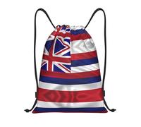 NBMghn Sacca leggera con chiusura a cordoncino, motivo bandiera delle Hawaii, stampa americana, con cinghie regolabili, ideale per sport, yoga, viaggi, Nero , S