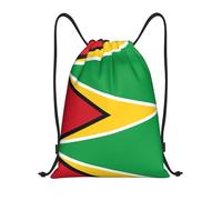 NBMghn Sacca leggera con chiusura a cordoncino, stampa bandiera della Guyana, con cinghie regolabili, ideale per sport, yoga, viaggi, Nero , S
