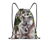 NBMghn Sacca leggera con coulisse - Gym Cute Koala Print Sackpack con cinghie regolabili - Perfetto per sport, yoga, viaggi, Nero , S