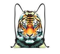 NBMghn Sacca leggera con coulisse - Gym Little Fat Tiger Head Print Sackpack con cinghie regolabili - Perfetto per sport, yoga, viaggi, Nero , S