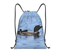NBMghn Sacca leggera con coulisse - Gym Loon Birds Print Sackpack con cinghie regolabili - Perfetto per sport, yoga, viaggi, Nero , S