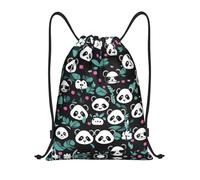 NBMghn Sacca leggera con coulisse - Gym Panda cute face Print Sackpack con cinghie regolabili - perfetto per sport, yoga, viaggi, Nero , S
