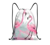 NBMghn Sacca leggera con coulisse - Gym Pink Flamingo Print Sackpack con cinghie regolabili - perfetto per sport, yoga, viaggi, Nero , S