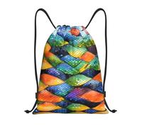 NBMghn Sacca leggera con coulisse - Gym Rainbow Fish Scale Print Sackpack con cinghie regolabili - Perfetto per sport, yoga, viaggi, Nero , M