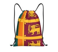 NBMghn Sacca leggera con coulisse - Gym Sri Lanka stampa bandiera zaino con cinghie regolabili - perfetto per sport, yoga, viaggi, Nero , S