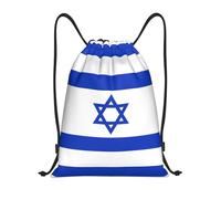 NBMghn Sacca leggera con coulisse - Zaino da palestra con bandiera israeliana con cinghie regolabili - perfetto per sport, yoga, viaggi, Nero , S