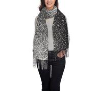 NBMghn Sciarpa da donna con nappe con stampa glitter argento lucido, scialle con frange, leggera e morbida, perfetta per viaggi casual, Glitter argento lucido., Taglia unica