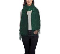 NBMghn Sciarpa da donna con nappe con stampa glitter argento lucido, scialle con frange, leggera e morbida, perfetta per viaggi casual, Verde Vintage Floreale, Taglia unica