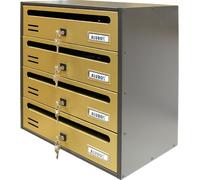 NBrand Cassetta Postale a 4 Posti per Condominio 385x250x430 mm 20C4ROBR Cubo