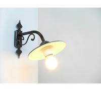 Cruccolini Applique Lanterna in ferro battuto con piatto smaltato ø20 cm sporgenza 30 cm 1 luce