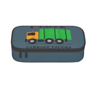 NBRIEU Astuccio con stampa I Love Garbage Trucks di grande capacità, organizer per cancelleria con scomparti multipli, Nero, One Size, Stampa