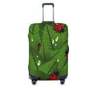 NBRIEU Copertura elastica per valigia con stampa di foglie e coccinelle, alla moda, lavabile, adatta per bagagli da 45,7 a 81,7 cm, Nero, Medium