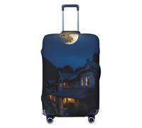 NBRIEU Copertura elastica per valigia con stampa di luna piena di notte, alla moda, lavabile, adatta per bagagli da 45,7 a 81,7 cm, Nero, Large