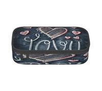 NBRIEU I Love You Words with Hearts Print - Astuccio grande capiente, organizer per cancelleria con scomparti multipli, Nero, One Size, Stampa