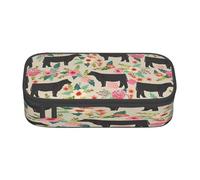 NBRIEU Pink Flower Show Steer Cows Bestiame Stampa grande capacità matita caso, multi scomparto cancelleria scatola organizzatore, Nero, One Size, Stampa