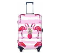 NBRIEU Summer Tropical Flamingo e ananas stampa valigia copertura elastica, alla moda, lavabile, adatto per bagagli 45-81 cm, Nero, Large