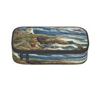 NBRIEU The Seaside Lighthouse Print astuccio grande capacità, multi scomparto cancelleria box organizer, Nero, One Size, Stampa