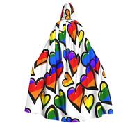 NBRIEU Unisex Full Length Rainbow Colored Gay Pride Cuori Stampa con Cappuccio Veste Mantello Carnevale Cosplay Costume