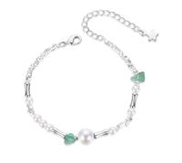 Nbsameng Bracciale da donna con perle naturali e conchiglie, gioielli in argento 925, regolabile (16-21 cm), stile bohemien, elegante, regalo di compleanno, festa della mamma, Natale