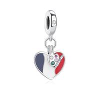Nbsameng Braccialetto con ciondolo a forma di bandiera francese, compatibile con bracciali e collane Pandora, un regalo festivo per donne, ragazze e amanti del calcio