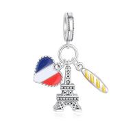 Nbsameng Braccialetto con ciondolo Torre Eiffel French, compatibile con bracciali e collane Pandora, un regalo festivo per donne, ragazze e amanti delle bacchette francesi.