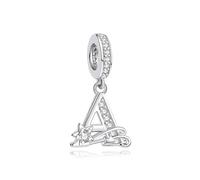 Nbsameng Ciondoli monogrammi, in metallo argentato per braccialetti e collane con charm europei con zirconi 5A, A