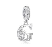Nbsameng Ciondoli monogrammi, in metallo argentato per braccialetti e collane con charm europei con zirconi 5A, G