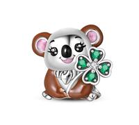 Nbsameng - Ciondolo Lucky Sloth Pandora, in argento 925 con zirconia cubica 5A, ciondolo Lucky Sloth per braccialetti Pandora ed europeo, scatola portagioie