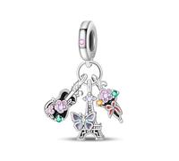 Nbsameng - Ciondolo Pandora Parigi Stagione delle Pioggie, ciondolo in argento 925 con ciondolo in zircone cubico 5A, Pandora e bracciale europeo Paris Rainy Season gioielli di perle, custodia per
