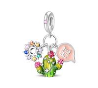 Nbsameng - Pandora Charm Cactus, ciondolo in argento 925 con zirconia cubica 5A, Pandora e braccialetto europeo Charm Cactus, scatola di gioielli