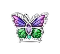 Nbsameng - pandora ciondolo a farfalla di primavera, ciondolo in argento 925 con zirconi 5A, pandora e braccialetto europeo, ciondolo a farfalla primaverile, portagioie