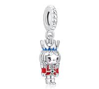 Nbsameng S925 Ciondolo in argento Sterling per braccialetti e collane Pandora, regalo per le donne, le ragazze, lo schiaccianoci, Argento