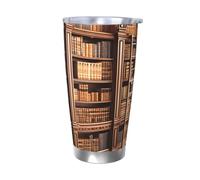 NBSKSDLK Biblioteca libreria Tumbler 590 ml, in acciaio inox, isolamento sottovuoto, con coperchio e cannuccia, tazza da viaggio a doppia parete per caldo/freddo, tazza termica a prova di fuoriuscite