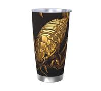NBSKSDLK Bicchiere da caffè con scorpione dorato, 590 ml, in acciaio inox, isolamento sottovuoto, con coperchio e cannuccia, tazza da viaggio a doppia parete per caldo/freddo, tazza termica a prova di