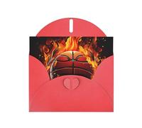 NBSKSDLK Biglietti di auguri con logo basket con fiamme per tutte le occasioni, biglietti vuoti con buste, biglietto di compleanno pop-up cartoline di ringraziamento personalizzato, 10,2 x 15,2 cm