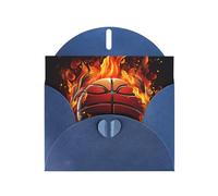 NBSKSDLK Biglietti di auguri con logo basket con fiamme per tutte le occasioni, biglietti vuoti con buste, biglietto di compleanno pop-up cartoline di ringraziamento personalizzato, 10,2 x 15,2 cm