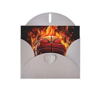 NBSKSDLK Biglietti di auguri con logo basket con fiamme per tutte le occasioni, biglietti vuoti con buste, biglietto di compleanno pop-up cartoline di ringraziamento personalizzato, 10,2 x 15,2 cm