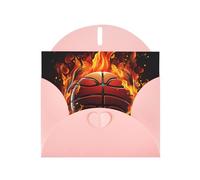 NBSKSDLK Biglietti di auguri con logo basket con fiamme per tutte le occasioni, biglietti vuoti con buste, biglietto di compleanno pop-up cartoline di ringraziamento personalizzato, 10,2 x 15,2 cm