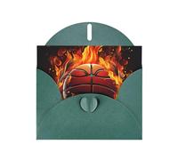 NBSKSDLK Biglietti di auguri con logo basket con fiamme per tutte le occasioni, biglietti vuoti con buste, biglietto di compleanno pop-up cartoline di ringraziamento personalizzato, 10,2 x 15,2 cm